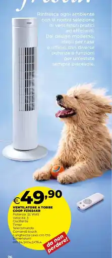 Coop VENTILATORE A TORRE COOP FZ1024KR offerta
