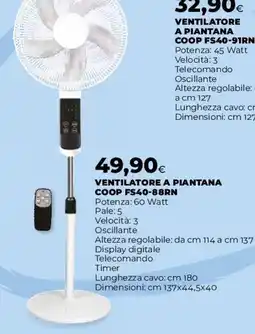 Coop VENTILATORE A PIANTANA COOP FS40-88RN offerta