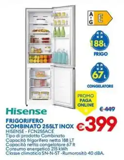 MD Discount Hisense FRIGORIFERO COMBINATO 255LT INOX offerta