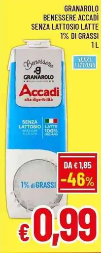 A&O Granarolo benessere accadì senza lattosio latte 1% di grassi offerta