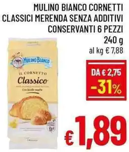 A&O Mulino bianco cornetti classici merenda senza additivi conservanti 6 pezzi offerta