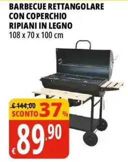 Tigros Barbecue rettangolare con coperchio ripiani in legno offerta
