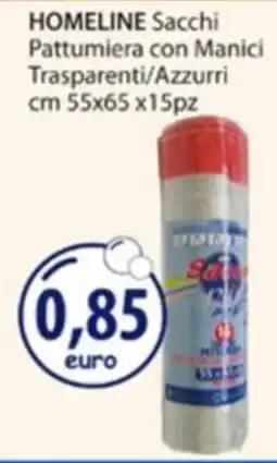 Acqua & Sapone HOMELINE Sacchi Pattumiera con Manici Trasparenti/Azzurri offerta
