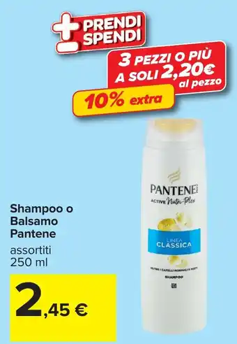 Carrefour Shampoo o Balsamo Pantene offerta