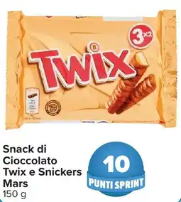 Carrefour Snack di Cioccolato Twix e Snickers offerta