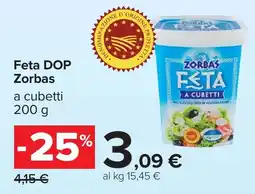 Carrefour Feta DOP Zorbas a cubetti offerta