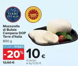 Carrefour Mozzarella di Bufala Campana DOP Terre d'Italia offerta