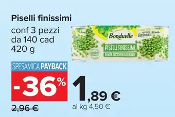 Carrefour Piselli finissimi Bonduelle offerta