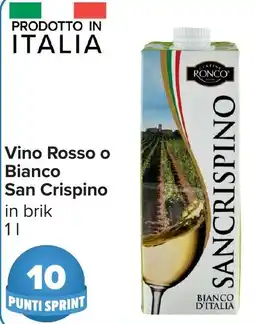 Carrefour Vino Rosso o Bianco San Crispino offerta