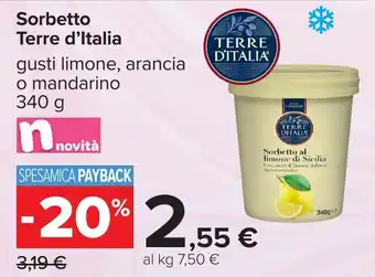 Carrefour Sorbetto Terre d'Italia offerta