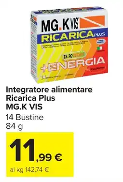 Carrefour Integratore alimentare Ricarica Plus MG.K VIS offerta