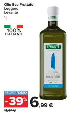 Carrefour Olio Evo Fruttato Leggero Levante offerta