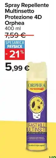 Carrefour Spray Repellente Multinsetto Protezione 4D Orphea offerta