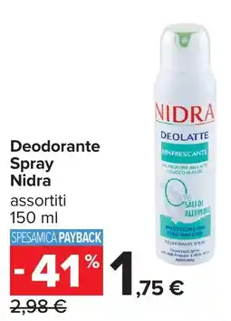 Carrefour Deodorante Spray Nidra offerta