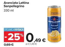Carrefour Aranciata Lattina Sanpellegrino offerta
