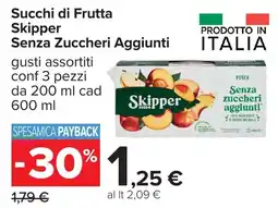Carrefour Succhi di Frutta Skipper Senza Zucchero Aggiunti offerta