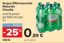 Carrefour Acqua Effervescente Naturale Claudia offerta