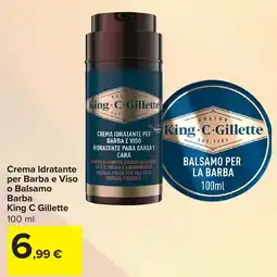 Carrefour Crema Idratante per Barba e Viso o Balsamo Barba King C Gillette offerta