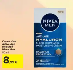 Carrefour Crema Viso Active Age Hyaluron Nivea Men offerta