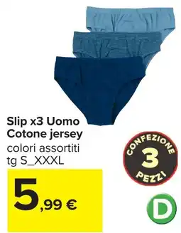 Carrefour Slip x3 Uomo Cotone jersey offerta