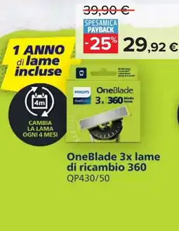 Carrefour OneBlade 3x lame di ricambio 360 offerta