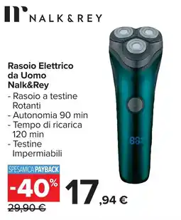 Carrefour Rasoio Elettrico da Uomo Nalk&Rey offerta