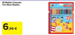 Carrefour 18 Matite Colorate Trio Maxi Stabilo offerta