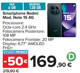 Carrefour Smartphone Redmi Note 15 4G offerta