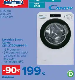 Carrefour Lavatrice Smart Candy CS4 272DWB4/1-11 offerta