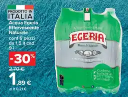 Carrefour Acqua Egeria Effervescente Naturale offerta