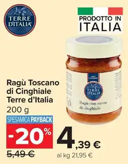 Carrefour Ragù Toscano di Cinghiale Terre d'Italia offerta