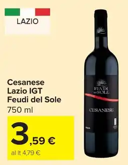 Carrefour Cesanese Feudi del Sole offerta