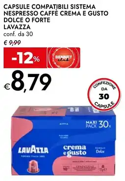 Bennet Capsule compatibili sistema nespresso caffè crema e gusto dolce o forte Lavazza offerta