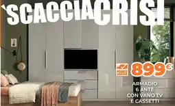 Mobilandia Armadio 6 ante con vano tv e cassetti offerta