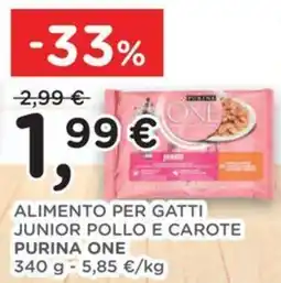 Orvea ALIMENTO PER GATTI JUNIOR POLLO E CAROTE PURINA ONE offerta