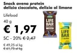 NaturaSì Snack avena protein delizia cioccolato, delizia al limone Lifefood offerta