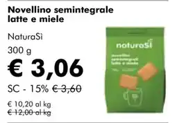 NaturaSì Novellino semintegrale latte e miele NaturaSi offerta