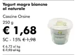 NaturaSì Yogurt magro biancno al naturale Cascine Orsine offerta