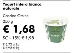 NaturaSì Yogurt intero bianco naturale Cascine Orsine offerta