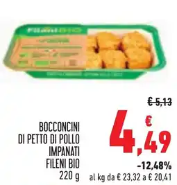 Conad Bocconcini di petto di pollo impanati Fileini bio offerta