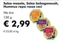 NaturaSì Salsa masala, Salsa babaganoush, Hummus rapa rossa ceci offerta