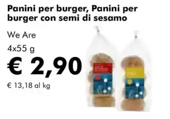 NaturaSì Panini per burger con semi di sesamo We Are offerta