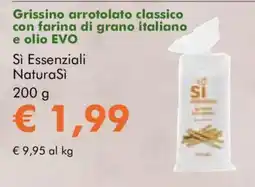 NaturaSì Grissino arrotolato classico con farina di grano italiano e olio EVO Si Essenziali NaturaSi offerta