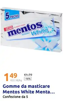 Action Gomme da masticare Mentos White Menta offerta