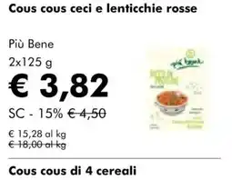 NaturaSì Cous cous ceci e lenticchie rosse Più Bene offerta