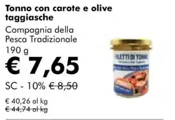 NaturaSì Tonno con carote e olive taggiasche Compagnia della Pesca Tradizionale offerta
