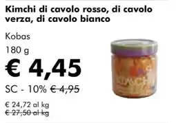 NaturaSì Kimchi di cavolo rosso, di cavolo verza, di cavolo bianco Kobas offerta