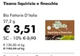 NaturaSì Tisana liquirizia e finocchio Bio Fattorie D’italia offerta