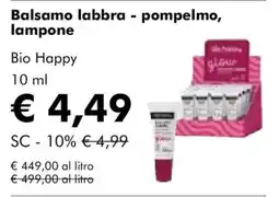 NaturaSì Balsamo labbra - pompelmo, lampone Bio Happy offerta
