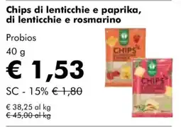 NaturaSì Chips di lenticchie e paprika, di lenticchie e rosmarino Probios offerta